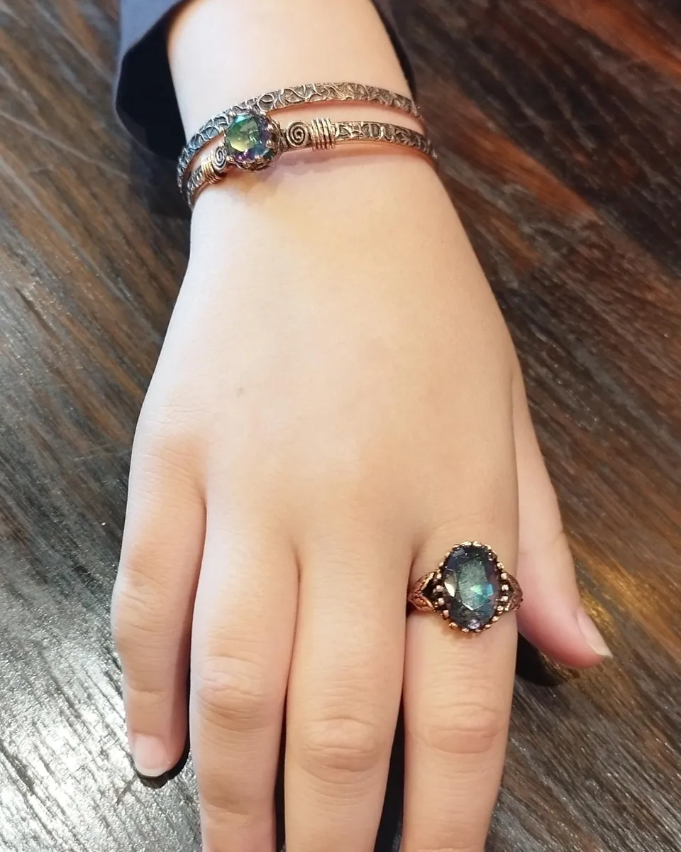 Copper & zultanite jewellery set, photo 1 of 4
